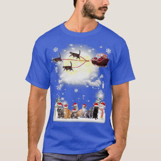 キュートなクリスマス猫のコスチューム男性へギフトと女性 Tシャツ