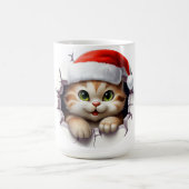 キュートなクリスマス猫の壁図解入りの、写真付きの コーヒーマグカップ (中央)