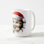 キュートなクリスマス猫の壁図解入りの、写真付きの コーヒーマグカップ (正面右)
