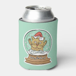 キュートなクリスマス猫カスタムのモノグラム缶クーラー 缶クーラー