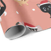 キュートなクリスマス猫パターン ラッピングペーパー (ロールコーナー)