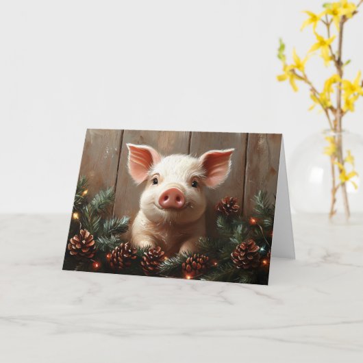 キュートなクリスマス素朴ピ絵を描グ カード (黄色い花)