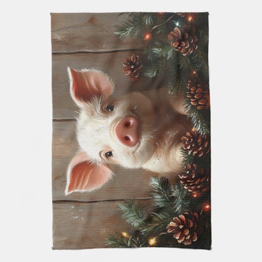 キュートなクリスマス素朴ピ絵を描グ キッチンタオル (縦)