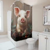 キュートなクリスマス素朴ピ絵を描グ シャワーカーテン (インサイチュ)