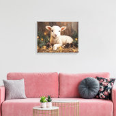 キュートなクリスマス素朴ラム絵を描ズ キャンバスプリント (インサイチュ (リビング))