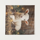 キュートなクリスマス素朴ラム絵を描ズ タペストリー (正面(横))