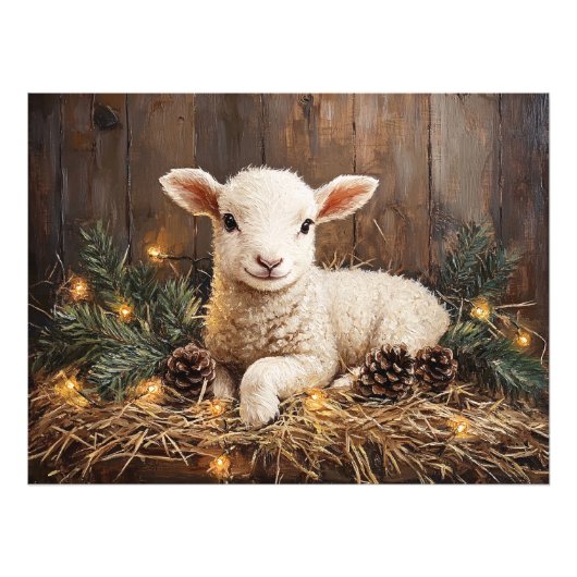 キュートなクリスマス素朴ラム絵を描ズ フォトプリント            (正面)