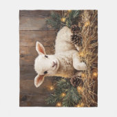 キュートなクリスマス素朴ラム絵を描ズ フリースブランケット (正面)