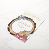 キュートなクリスマス素朴子猫の木枠金ゴールド 箔シーズンカード (回転した状態)