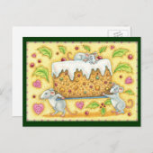 キュートなクリスマス運ネズミのフルーツ菓子 シーズンポストカード (正面/裏面)