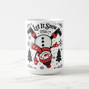 キュートなクリスマス雪だるまが雪を降らせる コーヒーマグカップ