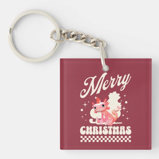 キュートなクリスマス アホロートル メリークリスマス キーホルダー (正面)