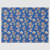 キュートなクリスマス・アライグマ贈り物スノードーム(青) 薄葉紙 (正面)