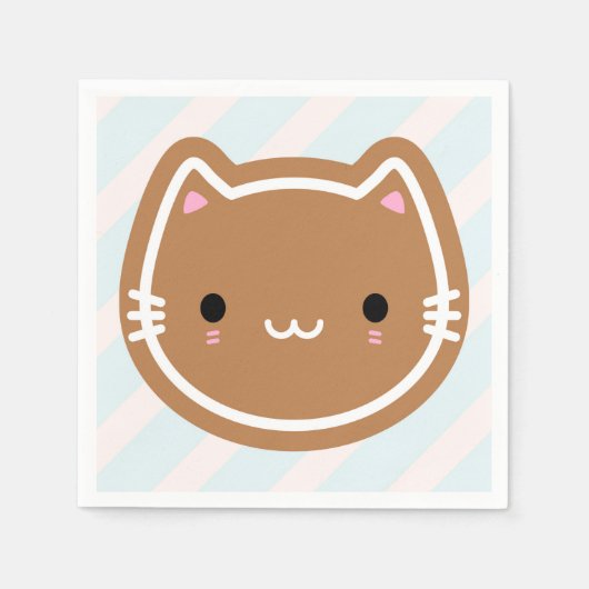 キュートなクリスマス・ジンジャーブレッド猫 スタンダードカクテルナプキン (正面)