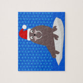 キュートなクリスマス・セイウチと雪片 ジグソーパズル (縦)