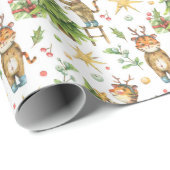 キュートなクリスマス・新年タイガーラッピング紙 ラッピングペーパー (ロールコーナー)