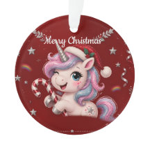 キュートなクリムゾンクリスマスユニコーンガールフォト