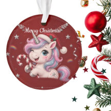 キュートなクリムゾンクリスマスユニコーンガールフォト