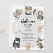 キュートなクリープスの子供用ハロウィンコスチュームパーティー 招待状 (正面)