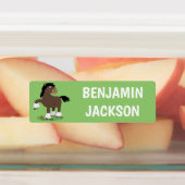 キュートなクリー荷車を引くデールの馬のパーソナライズされた漫画 ラベル (貼付)