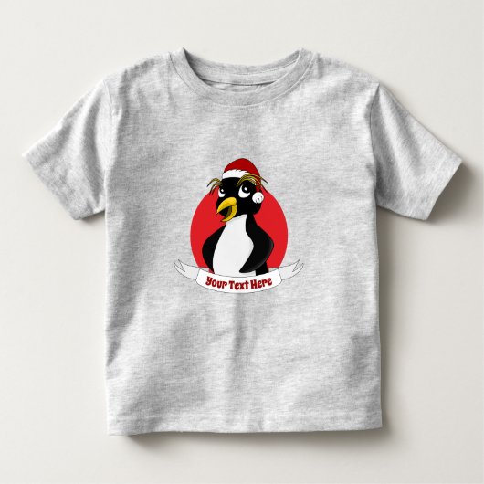 キュートなクレステッドペンギンのクリスマス漫画の幼児T-s トドラーTシャツ (正面)