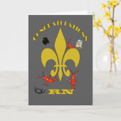キュートなクロウフィッシュ(紋章の)フラ・ダ・リおめでとうRN カード (黄色い花)
