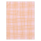 キュートなグリッド線パターンパステルピンクとオレンジ テーブルクロス (正面)