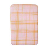 キュートなグリッド線パターンパステルピンクとオレンジ バスマット (正面縦)