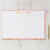 キュートなグリッド線パターンパステルピンクパーソナライズされた ペーパーパッド (インサイチュ)