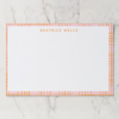 キュートなグリッド線パターンパステルピンクパーソナライズされた ペーパーパッド (正面)