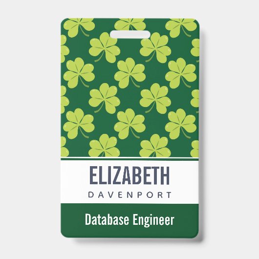 キュートなグリーンクローバー模様 バッジ (表面)
