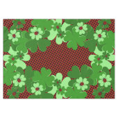 キュートなグリーンレッドラディバグ虫クローバー葉 テーブルクロス (正面(横))
