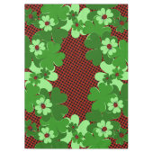 キュートなグリーンレッドラディバグ虫クローバー葉 テーブルクロス (正面)