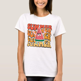 キュートなグルービーレトロな夏のスイカパーティー Tシャツ