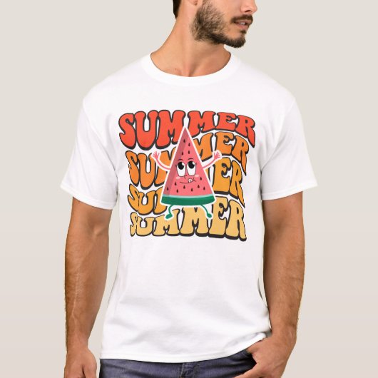 キュートなグルービーレトロ夏スイカパーティー Tシャツ (正面)