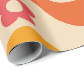 キュートなグルーヴィーな花柄のレトロウェーブ ラッピングペーパー (ロールコーナー)