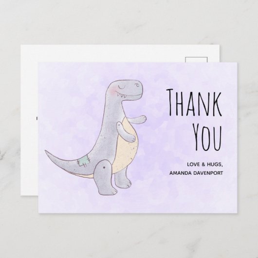 キュートなグレイ恐竜のおもちゃ水彩色ありがとう ポストカード (正面/裏面)