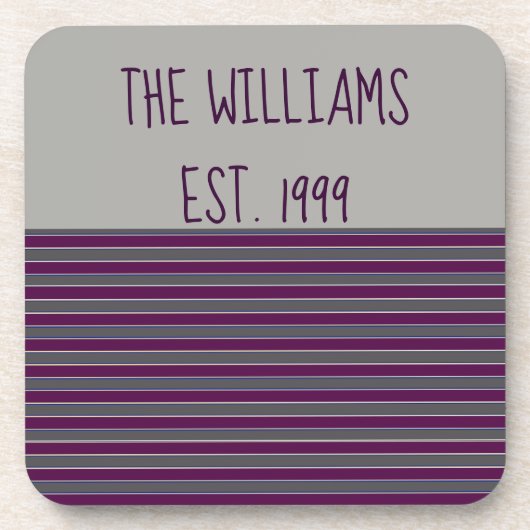 キュートなグレーとパープルのストライプ コースター (正面)