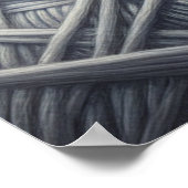 キュートなグレーと白の子猫の毛糸 ポスター (角)