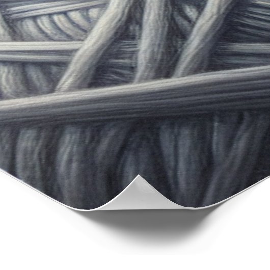 キュートなグレーと白の子猫の毛糸 ポスター (角)