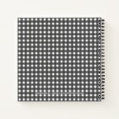キュートなグレーの木炭と白い格子柄の日常手帳 ノートブック (裏面)