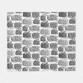 キュートなグレーの猫パターン フリースブランケット (正面(横))