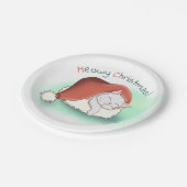 キュートなグレーの眠る猫のクリスマス ペーパープレート (アングル)