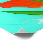 キュートなグレーの花カラフル猫 ポスター (角)