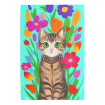 キュートなグレーの花カラフル猫