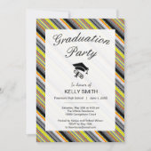 キュートなグレーイエローオレンジアステカ卒業パーティー 招待状 (正面)