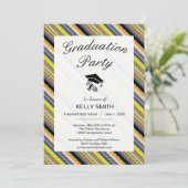 キュートなグレーイエローオレンジアステカ卒業パーティー 招待状 (スタンド正面)