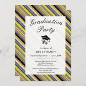 キュートなグレーイエローオレンジアステカ卒業パーティー 招待状 (正面/裏面)