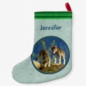 キュートなグレーウルフパップ スモールクリスマスストッキング (裏面)