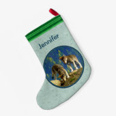 キュートなグレーウルフパップ スモールクリスマスストッキング (裏面 (吊り時))